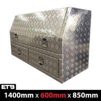 1400x600x850mm Checker Plate Half Open with 2 Drawers Toolbox