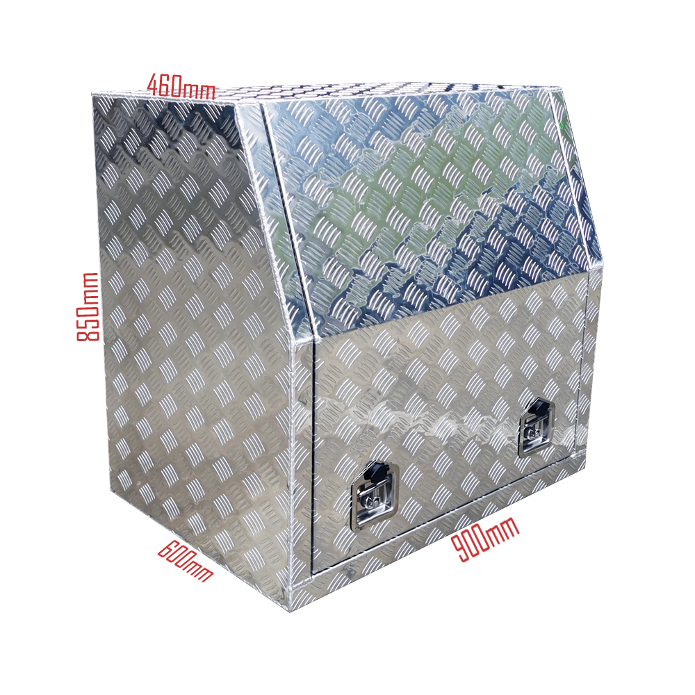 900x600x850mm Checker Plate Full Door Aluminium Toolbox With Drawers