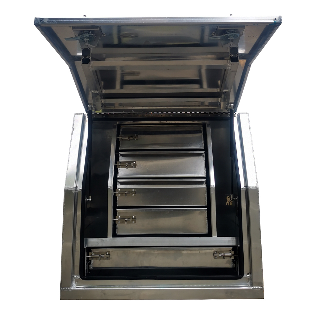 900x600x850mm Flat Plate Full Door Aluminium Toolbox With Drawers