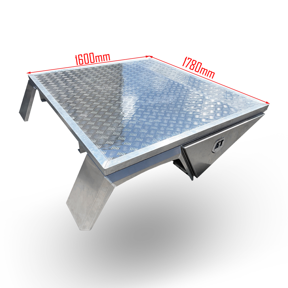 Aluminium 1780W x 1600L mm (Deck Only) Tapered Tray with Under Tray Toolboxes