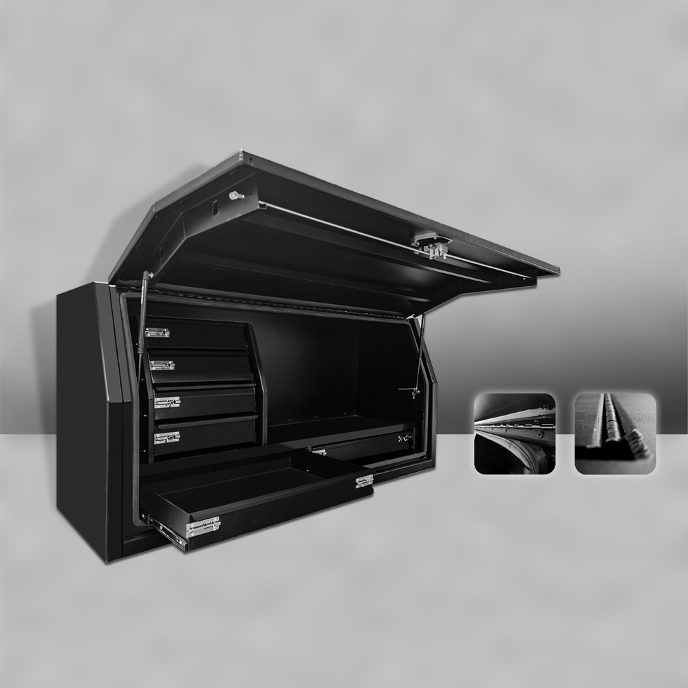 1800x600x850mm Black Aluminium Toolbox With Drawers