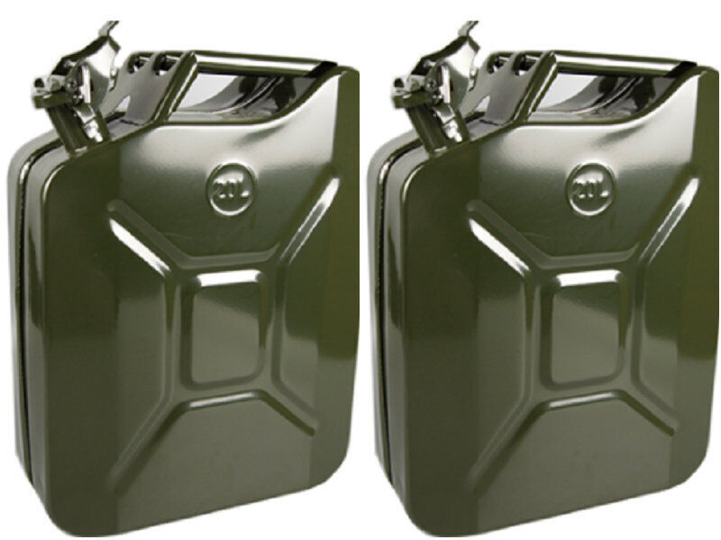 Hünersdorff Set 4 Taniche Per Carburante Professionali 20L - Verde Oliva - Omologate UN Per Benzina E Diesel