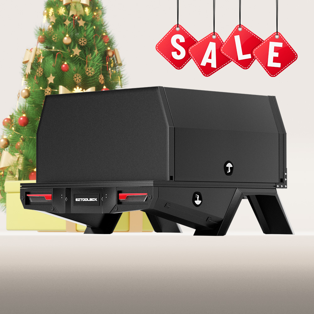 Dual Cab Ute 1850mm Headboard Tray and 1600mm Jack-off Canopy Package in Black Finish