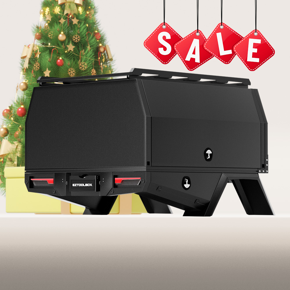 Dual Cab Ute 1850mm Headboard Tray and 1800mm Jack-off Package in Black Finish