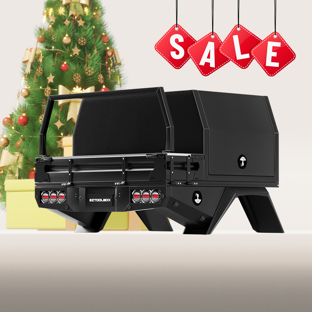 Dual Cab Ute 1600mm Tray and 1100mm Canopy Package in Black Finish