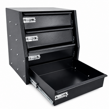 BLACK 510 W x 510 D x 540 H Aluminium Ute Truck Canopy Toolbox Drawer 4 Drawers