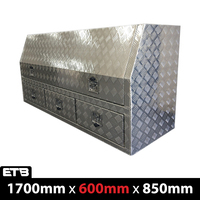 1800x600x850mm Checker Plate Half Open with 3 Drawers Toolbox