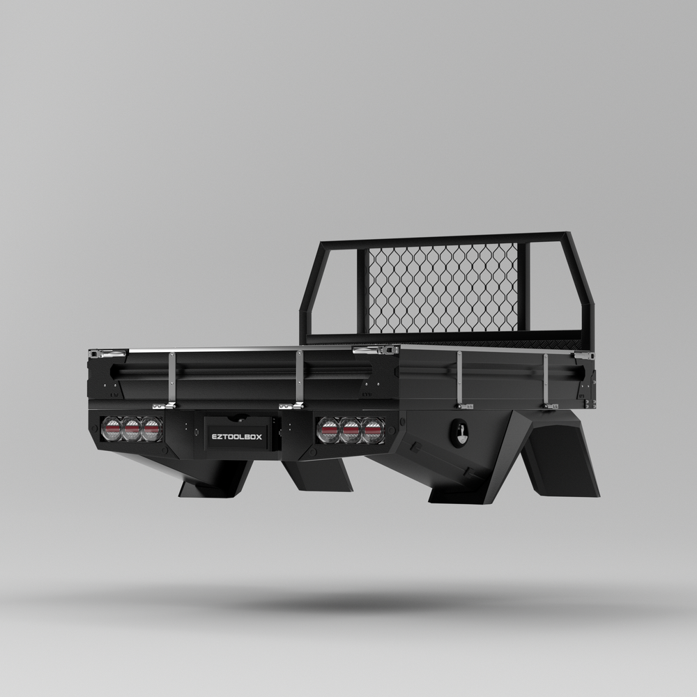 Black Full Set Aluminium Tray 1850mm with Trundle Drawer - ezToolbox Aluminium Ute Trays, Aluminium Canopies and Alloy Toolboxes