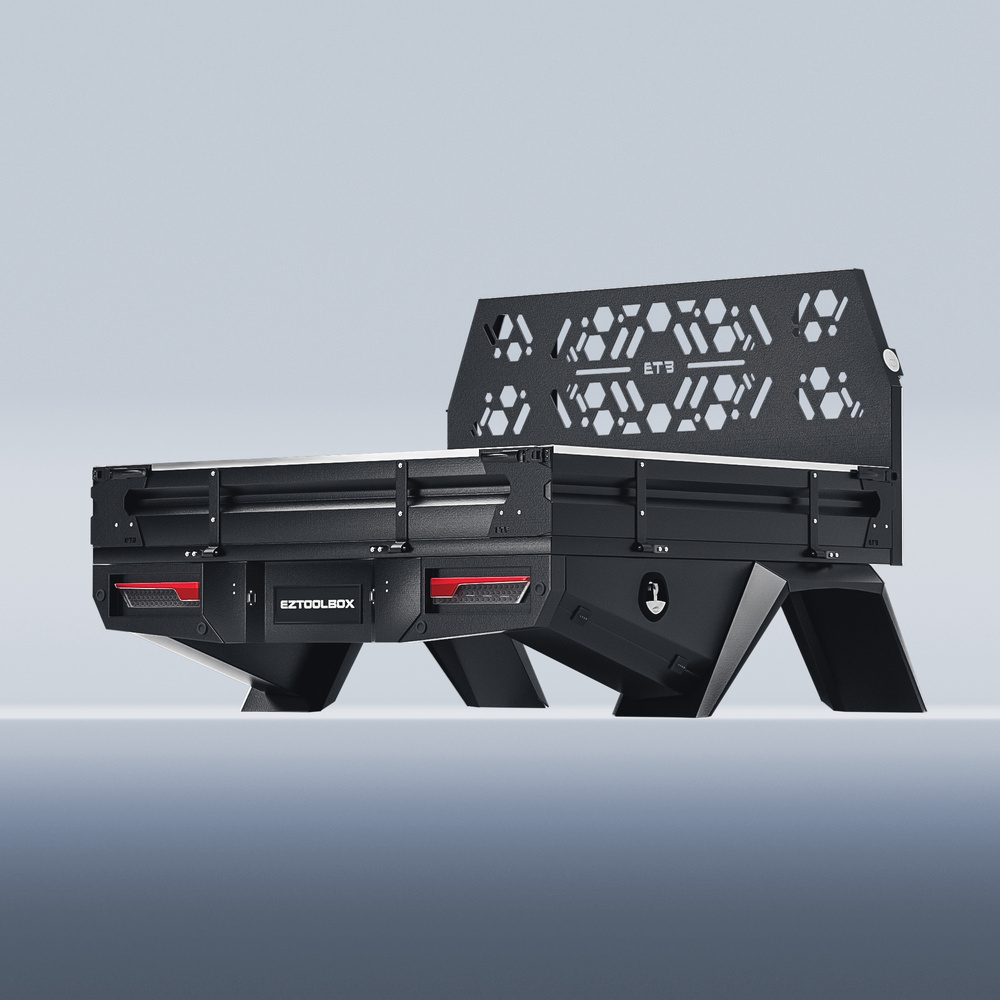 Black Full Set Xceed Tray 1700mm - ezToolbox Aluminium Ute Trays, Aluminium Canopies and Alloy Toolboxes