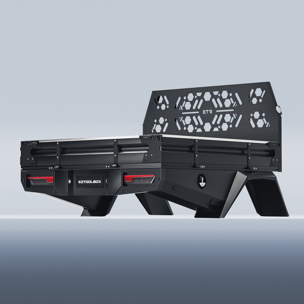 Black Full Set Xceed Tray 1900mm - ezToolbox Aluminium Ute Trays, Aluminium Canopies and Alloy Toolboxes