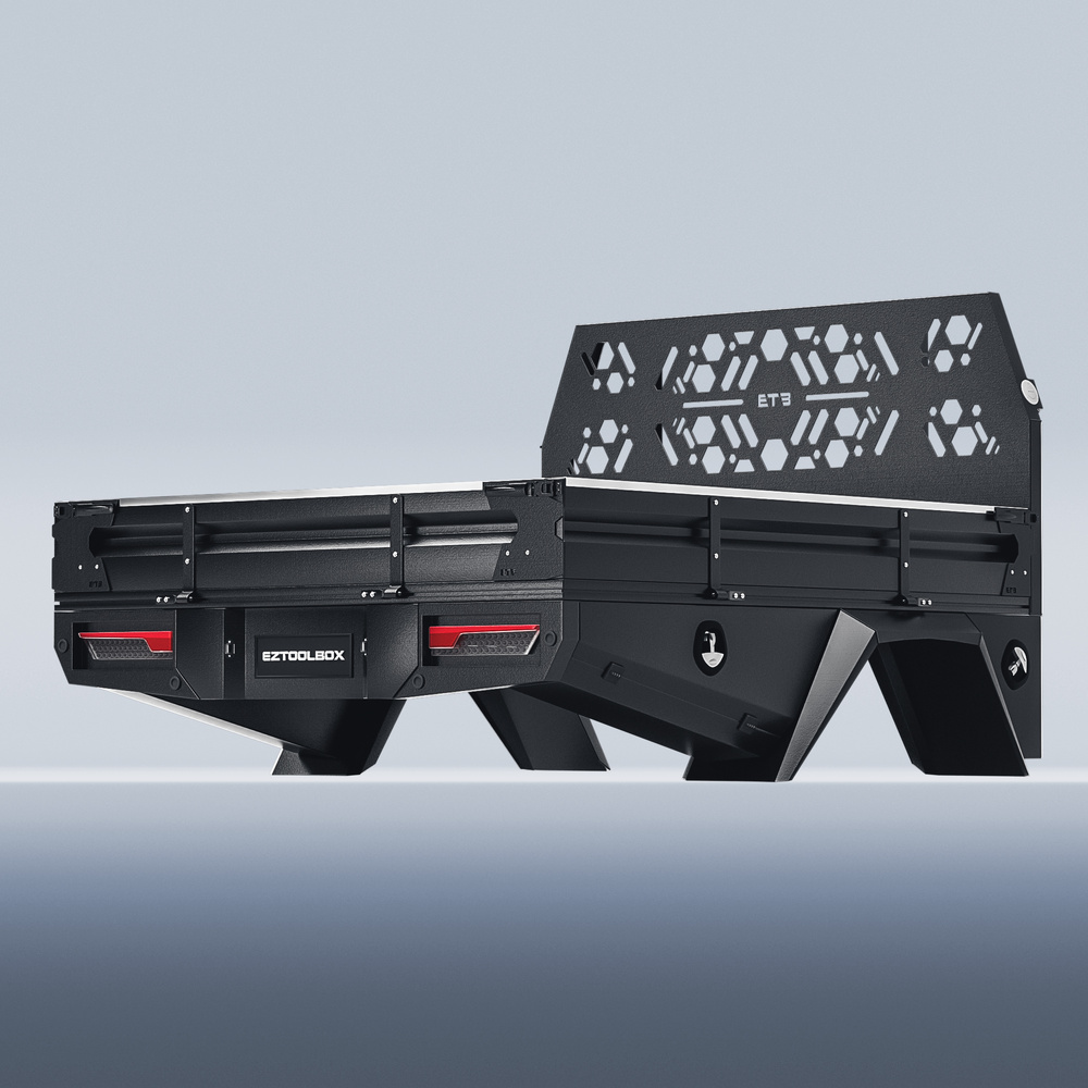 Black Full Set Xceed Tray 2100mm - ezToolbox Aluminium Ute Trays, Aluminium Canopies and Alloy Toolboxes