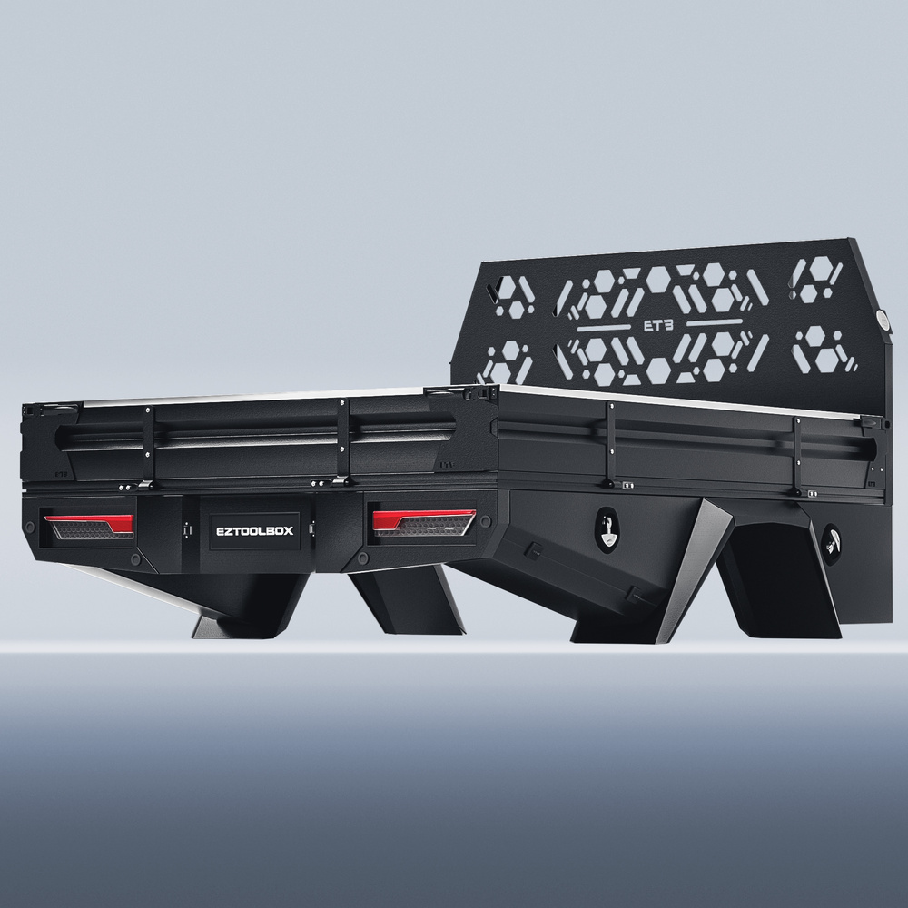 Black Full Set Xceed Tray 2400mm - ezToolbox Aluminium Ute Trays, Aluminium Canopies and Alloy Toolboxes