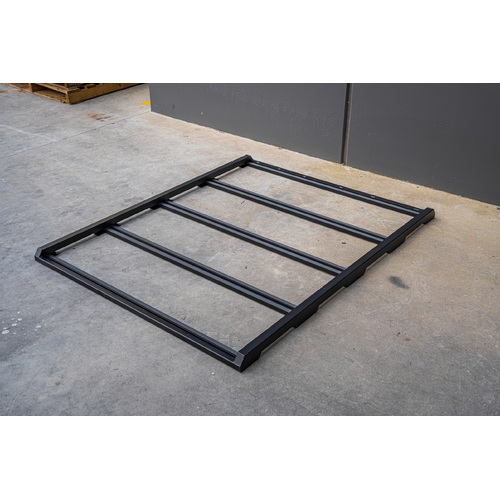 Black Low Profile Aluminium Full Roof Rack 1.8m x 1.45m with Unistruts - ezToolbox Aluminium Ute Trays, Aluminium Canopies and Alloy Toolboxes