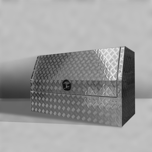 2100x600x850mm Checker Plate Half Door Aluminium Ute Toolbox - ezToolbox Aluminium Ute Trays, Aluminium Canopies and Alloy Toolboxes