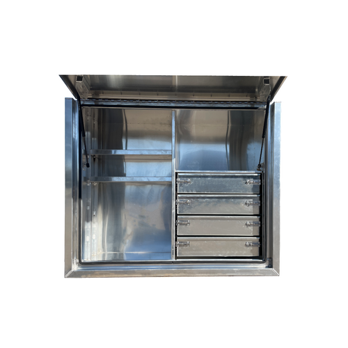 1400x600x1150mm Flat Aluminium Truck Toolbox built in drawers - ezToolbox Aluminium Ute Trays, Aluminium Canopies and Alloy Toolboxes