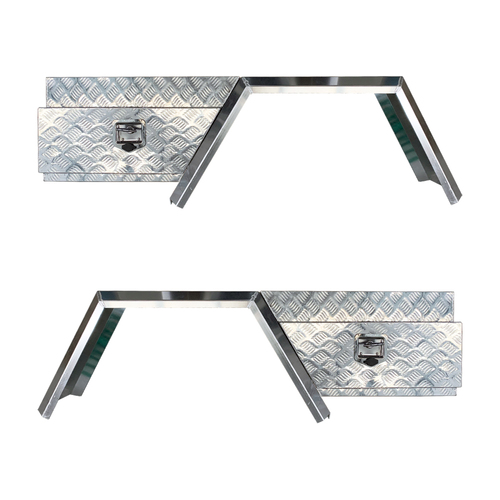 750mm Checker Plate Under Tray Tool Box + Flare Mud Guards - ezToolbox Aluminium Ute Trays, Aluminium Canopies and Alloy Toolboxes
