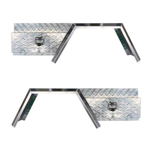 750mm Checker Plate Under Tray Tool Box + Flare Mud Guards - ezToolbox Aluminium Ute Trays, Aluminium Canopies and Alloy Toolboxes