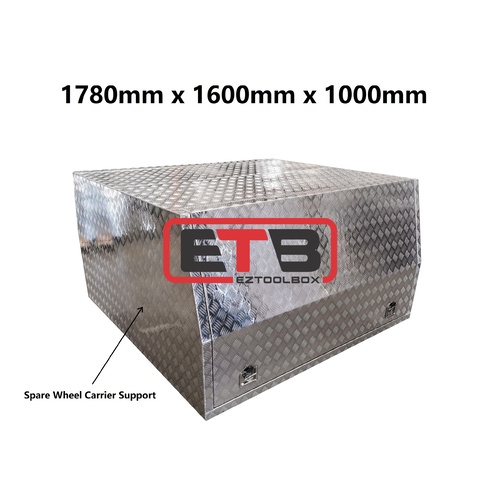 1600mm x 1000mm High Checker Plate Aluminium Canopy - ezToolbox Aluminium Ute Trays, Aluminium Canopies and Alloy Toolboxes