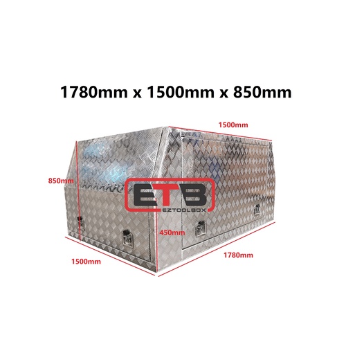 3 Doors 1500mm Checker Plate Aluminium Canopy  - ezToolbox Aluminium Ute Trays, Aluminium Canopies and Alloy Toolboxes