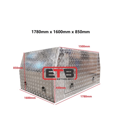 3 Doors 1600mm Checker Plate Aluminium Canopy  - ezToolbox Aluminium Ute Trays, Aluminium Canopies and Alloy Toolboxes