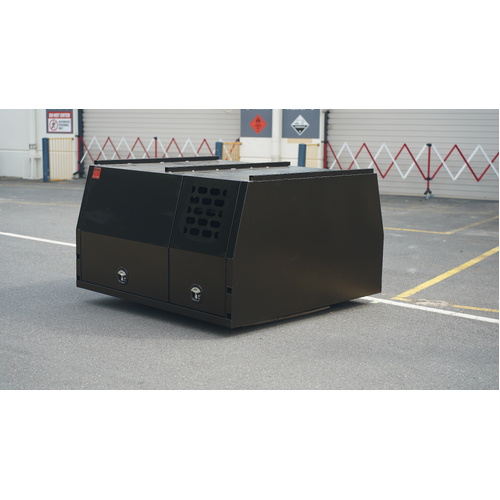 Black 1800mm 1m High Aluminium Ute Canopy With 1/4 Dog Box - ezToolbox Aluminium Ute Trays, Aluminium Canopies and Alloy Toolboxes