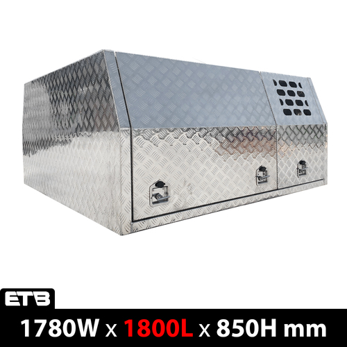 1800mm Checker Plate Aluminium Ute Canopy With Dog Box Section - ezToolbox Aluminium Ute Trays, Aluminium Canopies and Alloy Toolboxes
