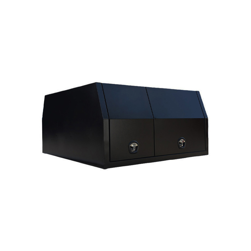 1600mm Aluminium Ute Canopy with 1/4 ToolBox - Black - ezToolbox Aluminium Ute Trays, Aluminium Canopies and Alloy Toolboxes