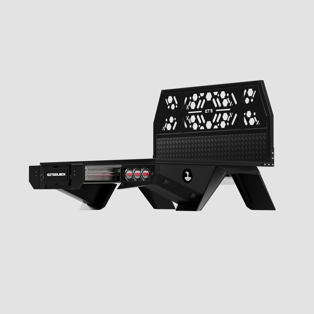 Black Aluminium Tray 1650mm with Trundle Drawer - ezToolbox Aluminium Ute Trays, Aluminium Canopies and Alloy Toolboxes