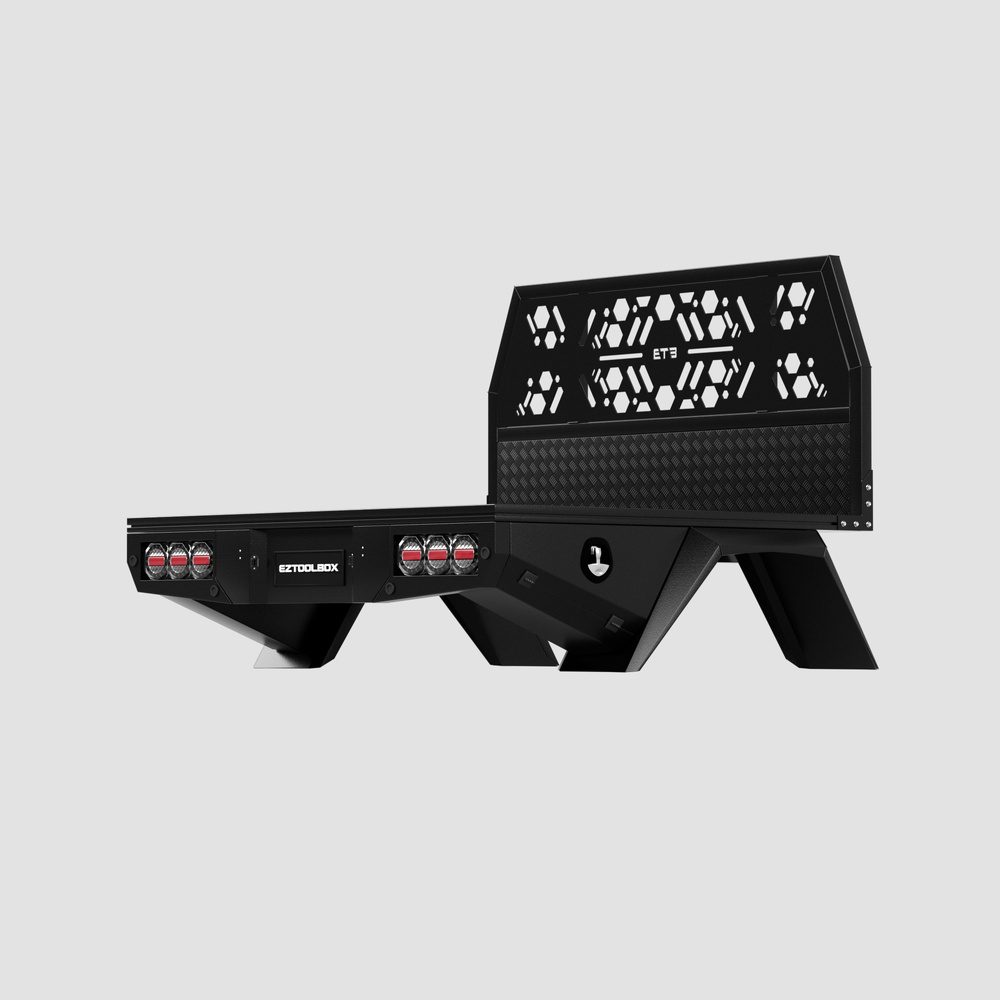 Black 1650mm Aluminium Tray with Headboard - ezToolbox Aluminium Ute Trays, Aluminium Canopies and Alloy Toolboxes